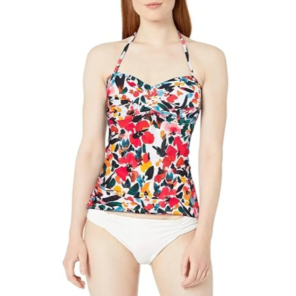 Anne Cole XS Tankini Top Twist Sweetheart Swim Bikini Removable Halter Swimwear